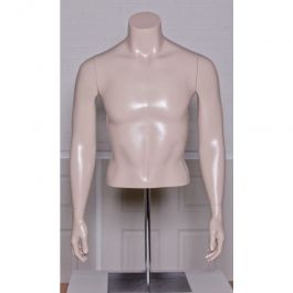 MALE MANNEQUIN BUST - BUST : Male bust on metal base skin color