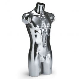 MALE MANNEQUIN BUST - PLASTIC BUSTS : Male bust pvc silver finish