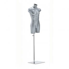 MALE MANNEQUIN BUST : Male bust with beginning of legs grey color