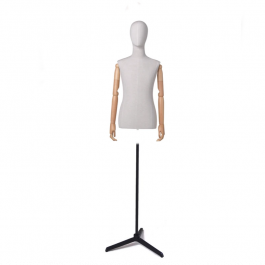 Tailored bust Male bust with fabric and wooden arms with metal base Bust shopping