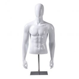 MALE MANNEQUIN BUST - BUST : Male bust with head glossy white color