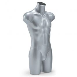 MALE MANNEQUIN BUST - PLASTIC BUSTS : Male bust without arms grey color