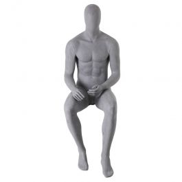 MALE MANNEQUINS - DISPLAY MANNEQUINS SEATED : Male display mannequin seated position gray finish