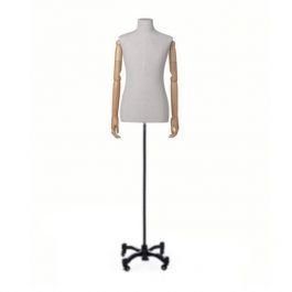Tailored bust Male fabric bust with arms base with wheels Bust shopping