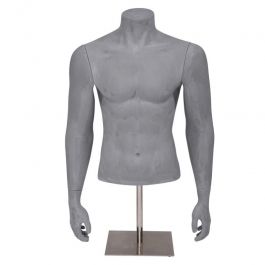 MALE MANNEQUIN BUST - SPORT TORSOS AND BUSTS : Male mannequin bust grey foundry finish