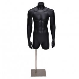 MALE MANNEQUIN BUST - MANNEQUIN TORSOS : Male mannequin bust with arms and metal base