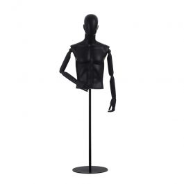 MALE MANNEQUIN BUST - VINTAGE BUST : Male mannequin bust with head and metal base