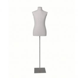 MALE MANNEQUIN BUST - TAILORED BUST : Male tailor bust in linen with square metal base