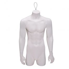 MALE MANNEQUIN BUST - MANNEQUIN TORSOS : Male torso mannequin white colore and hook