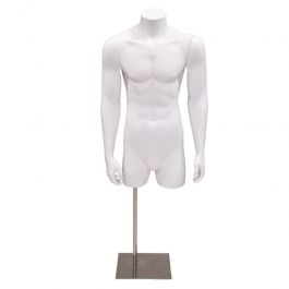 MALE MANNEQUIN BUST - MANNEQUIN TORSOS : Male torso mannequin white finish and metal base