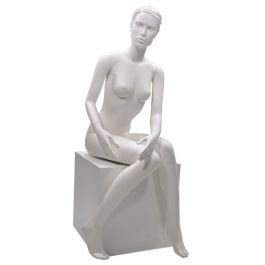 MANIQUIES MUJER - MANIQUIES SENTADOS : Maniqui senora bianco sentado con testa