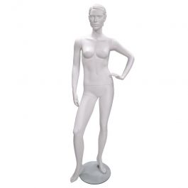 Maniquies esculpidos Maniquí blanco mat señora con cabeza e base de cristal Mannequins vitrine