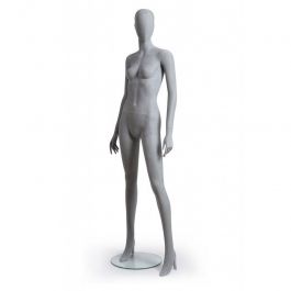 Maniquies sin rasgos Maniquies de senora gris cimento con cabeza abtracta Mannequins vitrine