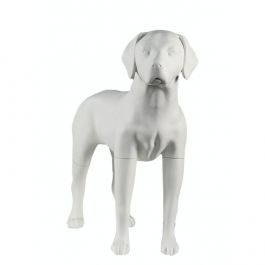 ACCESSOIRES MANNEQUIN VITRINE - MANNEQUINS ANIMAUX : Mannequin chien blanc mat en posture droite