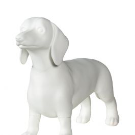 ACCESSOIRES MANNEQUIN VITRINE - MANNEQUINS ANIMAUX : Mannequin chien dachshund blanc
