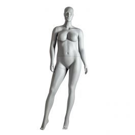 MANNEQUINS VITRINE FEMME - MANNEQUINS FEMME FORTE : Mannequin de vitrine femme forte gris avec pose