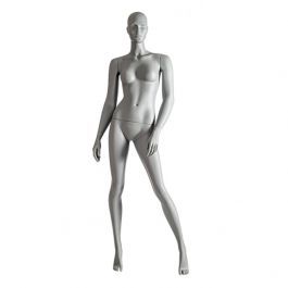MANNEQUINS VITRINE FEMME - MANNEQUINS ABSTRAITS : Mannequin de vitrine femme gris droit avec pose