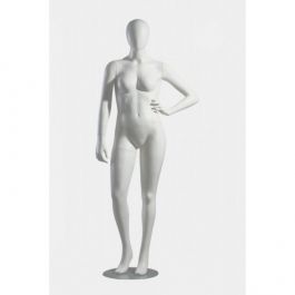 MANNEQUINS VITRINE FEMME - MANNEQUINS FEMME FORTE : Mannequin femme grande taille blanc mat taille 44