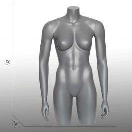 FEMALE MANNEQUIN BUST - SPORT TORSOS AND BUSTS : Mannequin torso 3/4 grey graphite women