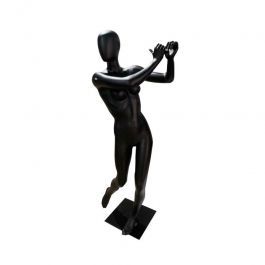 MANNEQUINS VITRINE FEMME - MANNEQUIN SPORT : Mannequin vitrine femme position golf coloris noir