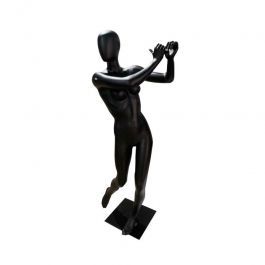 MANNEQUINS DE VITRINES : Mannequin vitrine femme position golf coloris noir