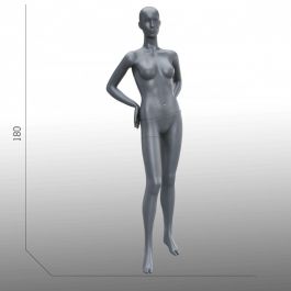 MANNEQUINS VITRINE FEMME : Mannequin vitrine femme tête abstraite gris