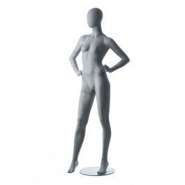 MANNEQUINS VITRINE FEMME - MANNEQUINS ABSTRAITS : Mannequin vitrine femme tête oeuf finition ciment