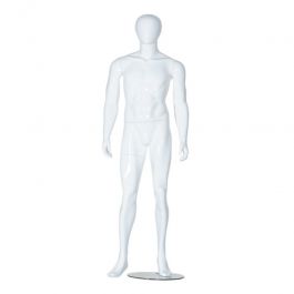 MANNEQUINS VITRINE HOMME : Mannequin vitrine homme abstrait blanc finition glossy