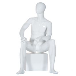 MANNEQUINS VITRINE HOMME : Mannequin vitrine homme assis abstrait blanc