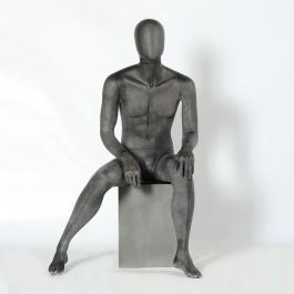 MANNEQUINS VITRINE HOMME - MANNEQUINS ASSIS : Mannequin vitrine homme assis gris foncé translucide