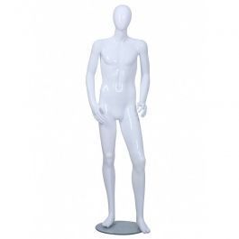 MANNEQUINS VITRINE HOMME - MANNEQUINS ABSTRAITS : Mannequin vitrine homme blanc brillant