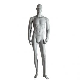 MANNEQUINS VITRINE HOMME - MANNEQUINS ABSTRAITS : Mannequin vitrine homme gris  debout droit