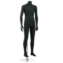 MANNEQUINS VITRINE HOMME - MANNEQUINS SANS TêTE : Mannequin vitrine homme noir recouvert de tissu