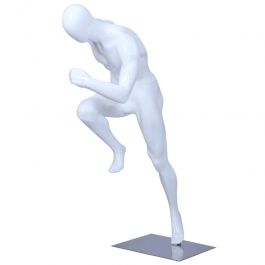 MANNEQUINS VITRINE HOMME : Mannequin vitrine homme sprinter blanc brillant