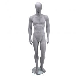 MANNEQUINS VITRINE HOMME - MANNEQUINS ABSTRAITS : Mannequin vitrine homme tête oeuf gris