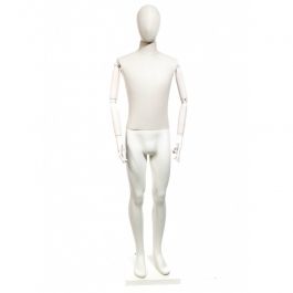 MANNEQUINS VITRINE HOMME - MANNEQUINS VINTAGE : Mannequin vitrine homme tissus vintage blanc
