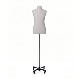 MALE MANNEQUIN BUST - VINTAGE BUST : Men's fabric bust with wheeled base