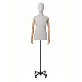 MALE MANNEQUIN BUST - TAILORED BUST : Men's sewn bust with arms on castor base