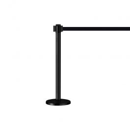 CASH REGISTER & SECURITY PRODUCTS - ROPE BARRIER SYSTEMS : Metal barrier post with retractable black ribbon