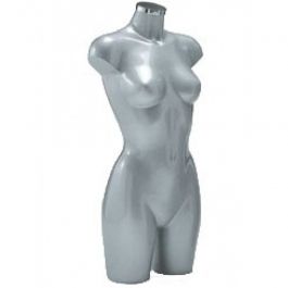 FEMALE MANNEQUIN BUST : Metal grey finish platic female bust