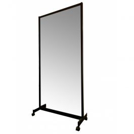 Miroirs magasin Miroir avec châssis noir sur roulettes - 1000 x 1984 mm Mobilier shopping