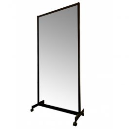 RETAIL DISPLAY FURNITURE - MIRRORS FOR STORES : Mirror with black frame on wheels - 1000 x 1984 mm
