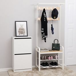 MOBILIARIO Y EQUIPAMIENTO COMERCIAL - ESTANTERIA : Muebles de entrada de acero blanco y almacenamiento de