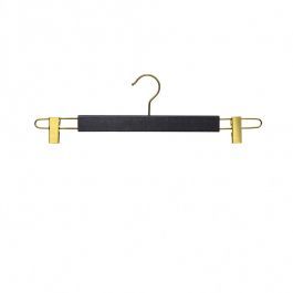 WHOLESALE HANGERS - WOODEN COAT HANGERS : Pack 10 black wooden hangers with gold hooks