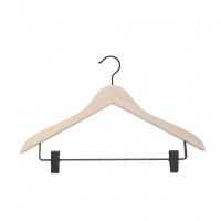 Wooden coat hangers Pack 10 wooden hangers with black metal clips Cintres magasin