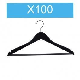 WHOLESALE HANGERS -  : Pack 100 black wooden hangers with bar