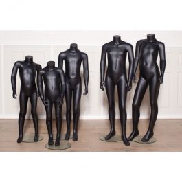 MANNEQUINS DE VITRINES : Pack 5 mannequins enfant sans tête coloris noir