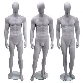 WINDOW MANNEQUINS : Pack x 3 male mannequin grey foundry finish