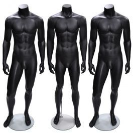 MALE MANNEQUINS - DISPLAY MANNEQUINS HEADLESS : Pack x 3 male mannequin headless black