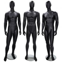 Maniquies abstracto Pack x 3 maniquies hombres negro con cabeza Mannequins vitrine